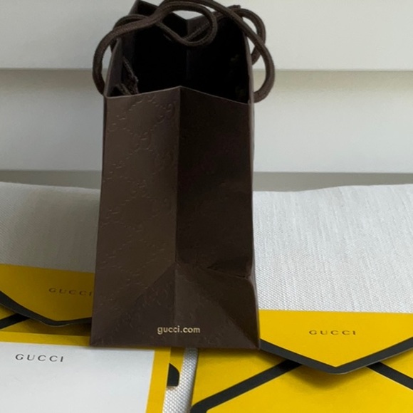 Gucci  LOGO brown small gift bag and Yellow and Black Envelope Set - Picture 3 of 13